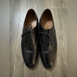 Men's Black Leather Cap-Toe Oxfords - Classic Dress Shoes